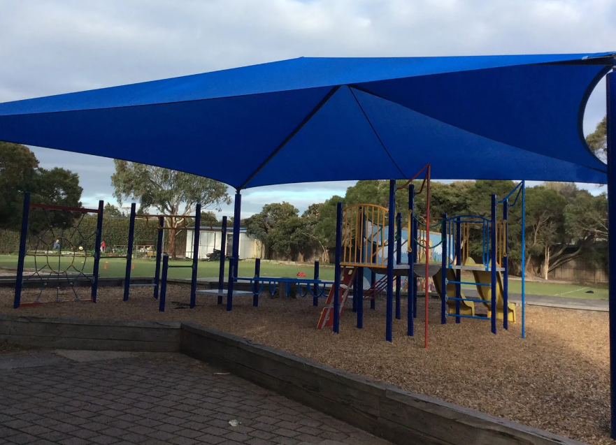 Technician inspecting an awning
